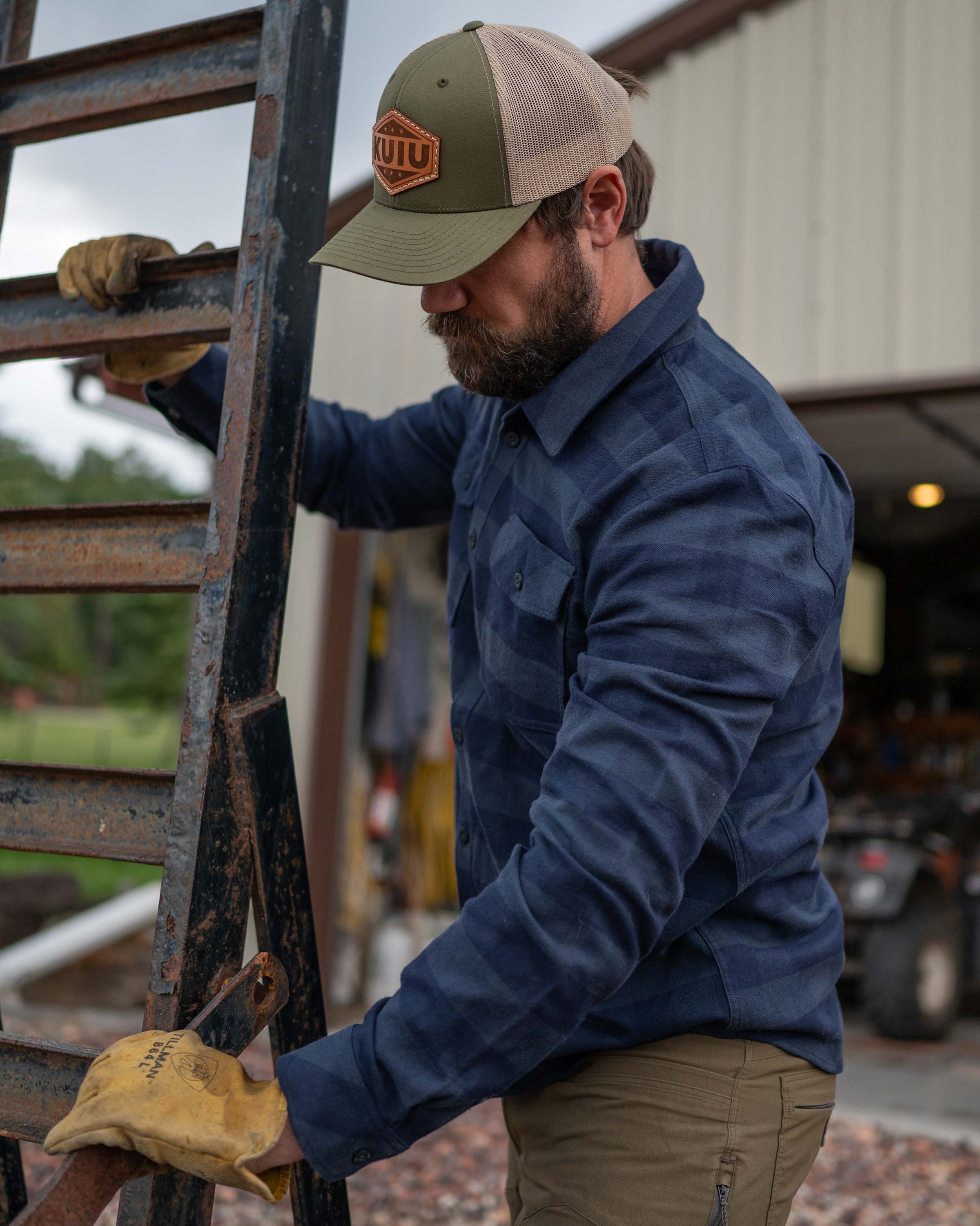 Outlet Field Flannel Shirt | Steel Blue Buffalo Check - Image 6