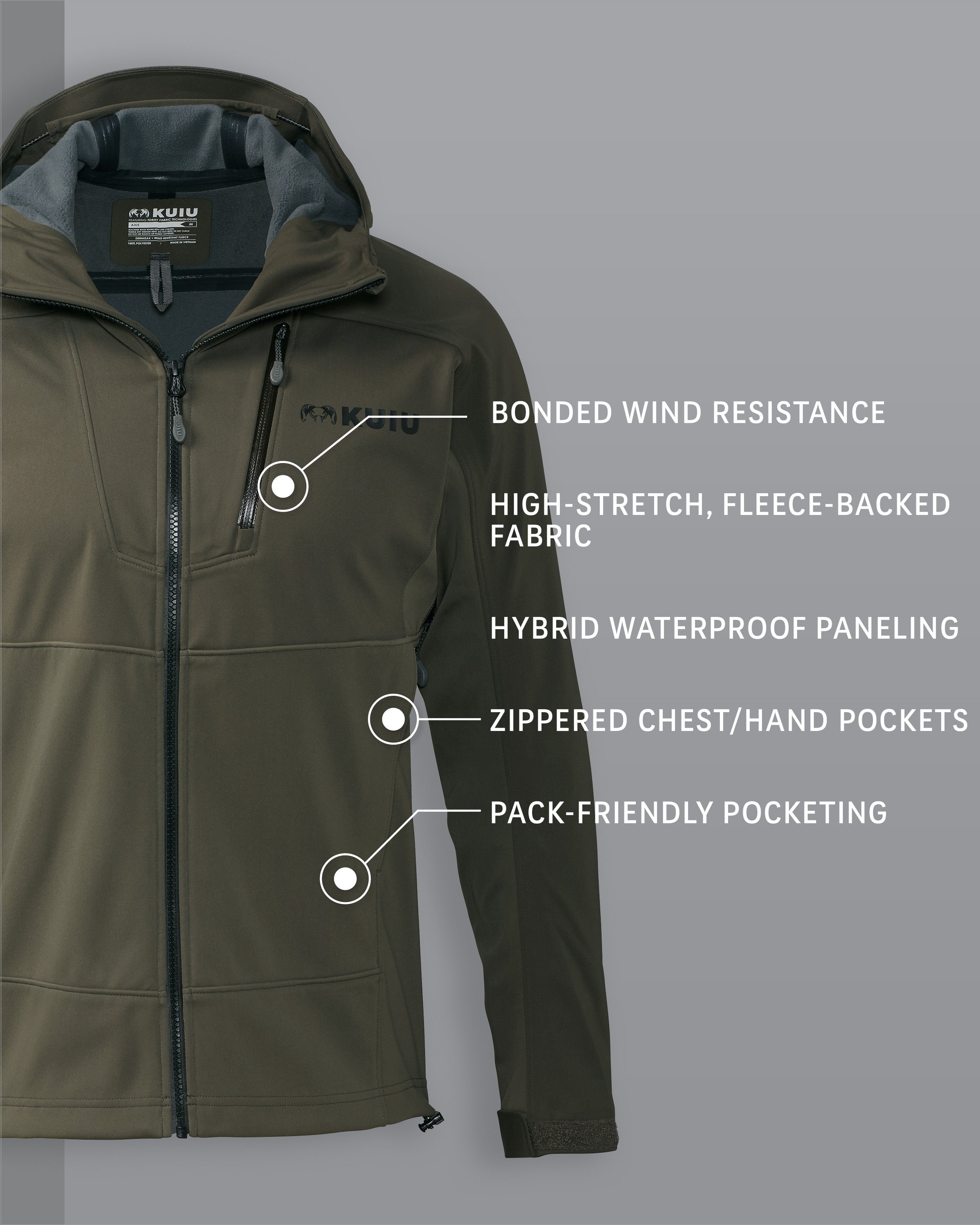 Axis Hybrid Hooded Jacket | Ash - Image 2